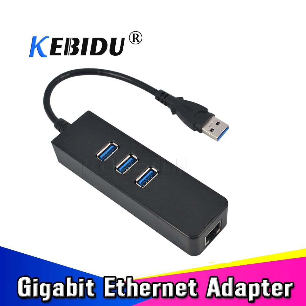 Kebidu 3 порта USB 0 Hub к RJ45 Gigabit Ethernet LAN 10 100 1000 Мбит/с проводной сетевой адаптер