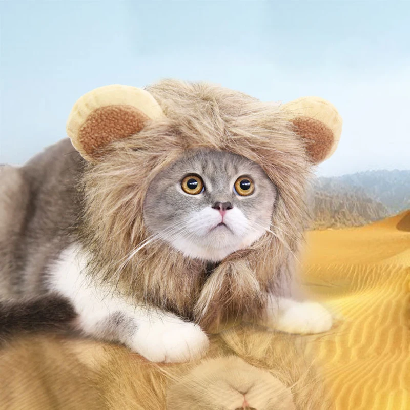 Забавный милый костюм для домашних животных косплей льва шапочка кошки
