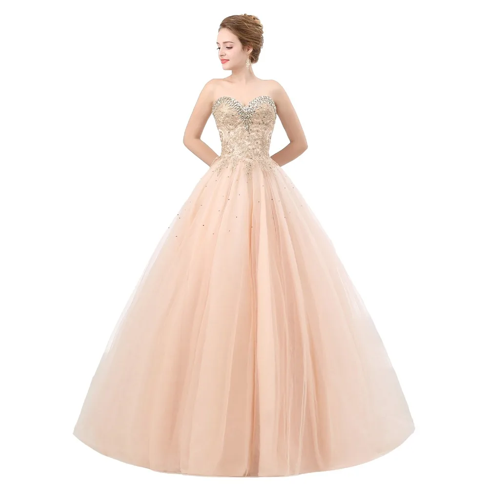 ANGELSBRIDEP розовые платья Quinceanera отделанный кристаллами тюль платье для