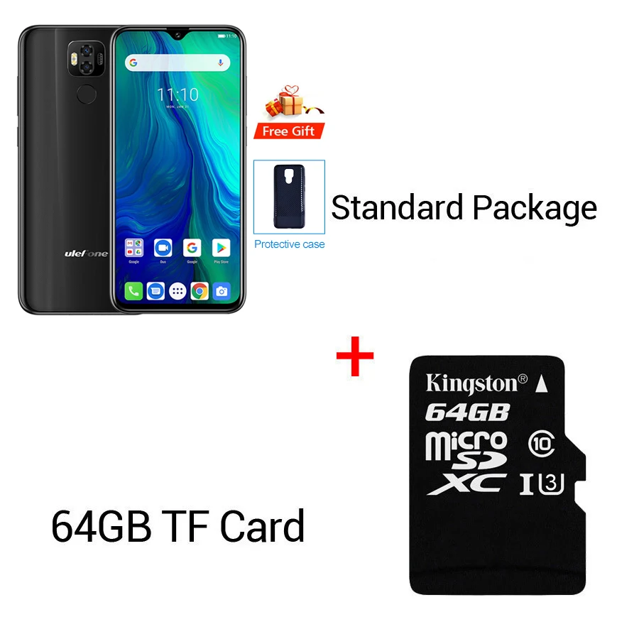Black N 64GB Card Мобильный телефон Ulefone power 6 19:5:9 FHD+ 6,3 ''Face ID Android 9,0 MTK67635V Восьмиядерный 4 Гб 64 Гб 6350 мАч NFC OTG - Цвет: Black N 64GB Card