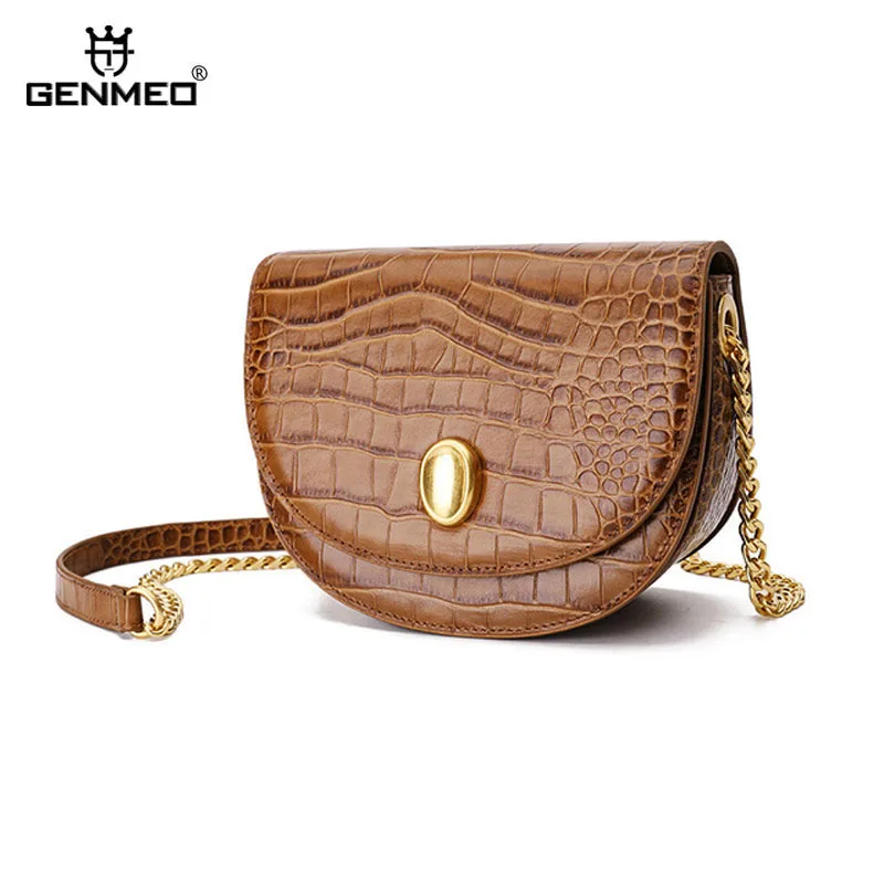 GENMEO Новое поступление Роскошные женские сумки из коровьей кожи модные с цепочкой