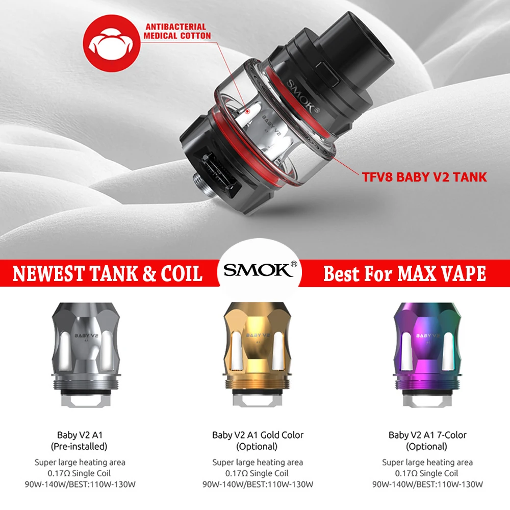 3 шт./лот Original SMOK TFV8 Детские V2 Катушки Катушка для электронной сигареты A1 A2 A3