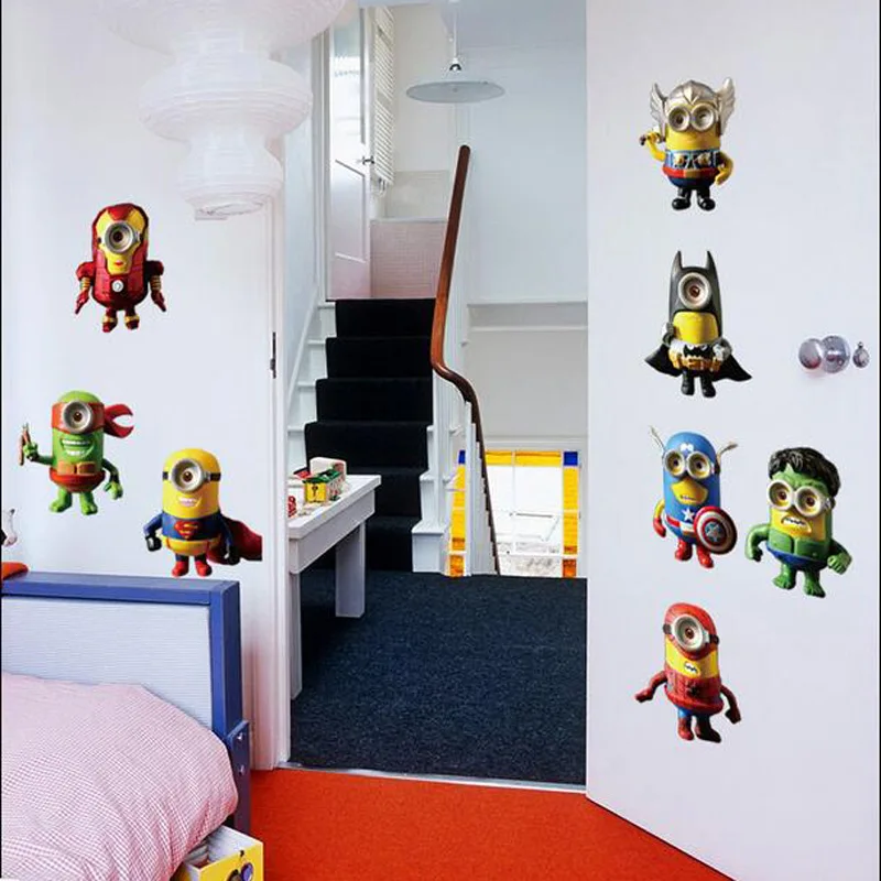 Горячая продажа Миньоны Мстители аниме плакаты дети стены таблички виниловые