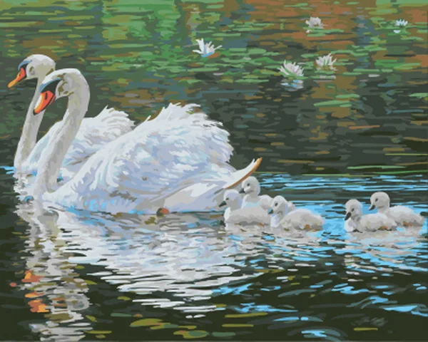 

Frameless picture oil paintings by numbers wall decor diy painting on canvas for home decor 4050 white swan