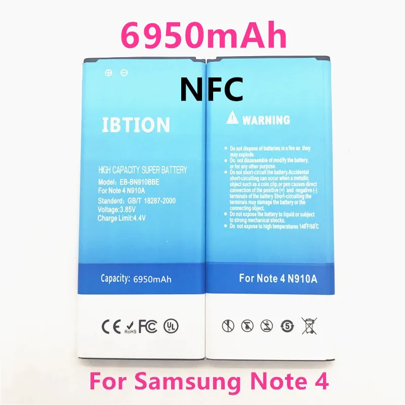 IBTION 6950 мАч EB BN910BBE NFC для samsung Note 4 батареи Galaxy note4 N910H N910A N910C N910U N910F N910FQ SCL24