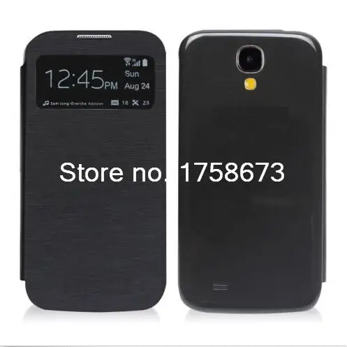 Умный чехол с откидной крышкой и окошком для экрана Samsung Galaxy S4 siv i9500 черной задней