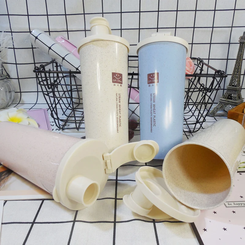 Шейкер для протеинового порошка чашка 450 мл бутылка воды Пшеничная солома BPA