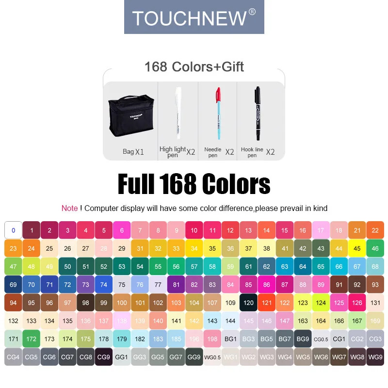 168 Colors TouchFIVE 30/40/60/80/168 набор цветных маркеров на спиртовой основе для художников, высокое качество чернил для рисования марги, скетчей, дизайна - Цвет: 168 Colors