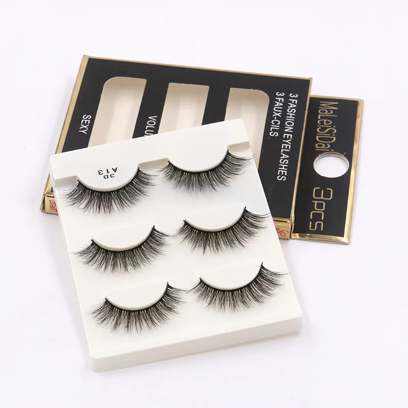3pairs 1box Multi-Layer Stereo 3D Mink Eyelashes Handmade Crisscross Fake Lashes Plastic Cotton Stalk Curling False Eyelash | Красота и