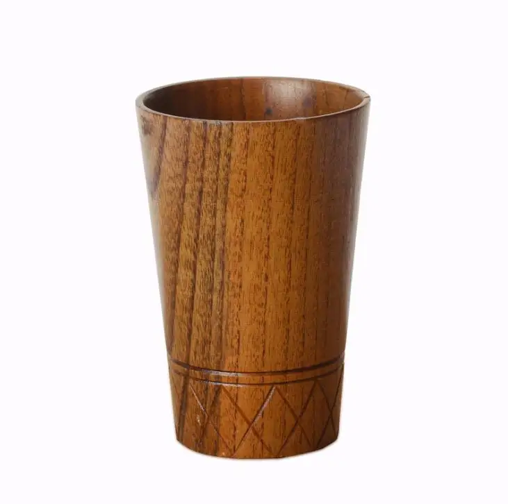 

Fast shipping Wood Cup Vintage Handmade Wooden Tea Drinking Cup Milk Beer Coffee Mug Wood Glass SN1105