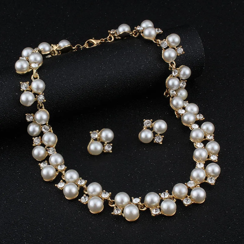 Набор украшений jiayijiaduo ожерелье и серьги для женщин золотого цвета имитация