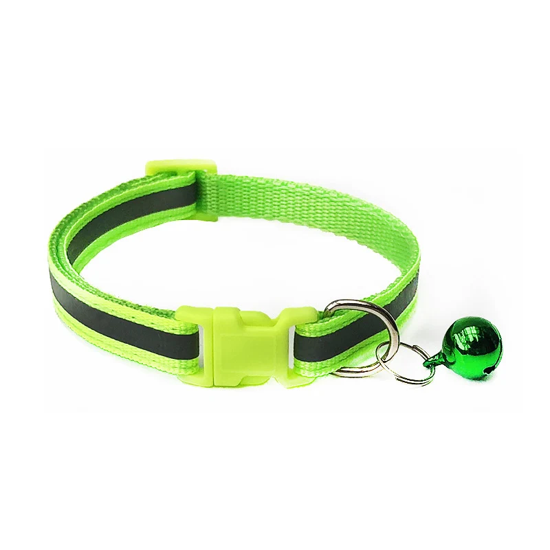 Fluorescent green 1 шт. модное Полосатое ожерелье ошейник для домашних животных с колокольчиками регулируемый безопасный ошейник для щенка котенка собаки ошейник для кошек - Цвет: Fluorescent green