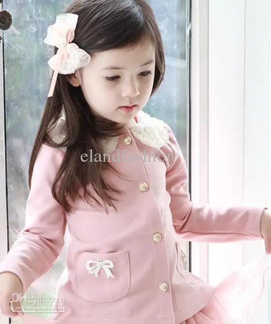 Wholesale - Little Girl's Dark Blue/Pink Doll Collar Outwear 2013 Children's Casual Cardigan Clothing | Детская одежда и