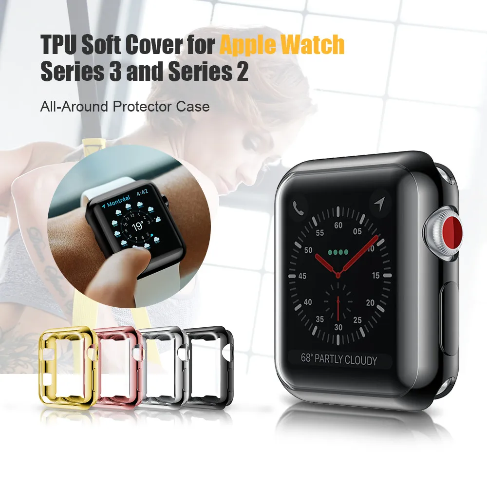 

Прозрачный чехол для Apple Watch, чехол 38 мм 42 мм, мягкий чехол для Apple Watch Series 3 2 1, мягкий и тонкий защитный чехол из ТПУ