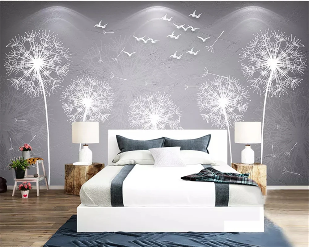 

beibehang papier peint Nordic simple dandelion eye-catching sofa bed new Chinese background custom papel de parede 3d wallpaper