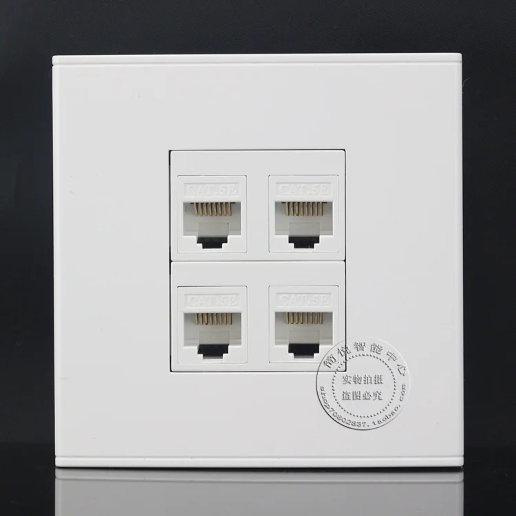 4 порта сетевая Ethernet LAN CAT5e RJ45 панель розеток лицевая адаптер для домашней