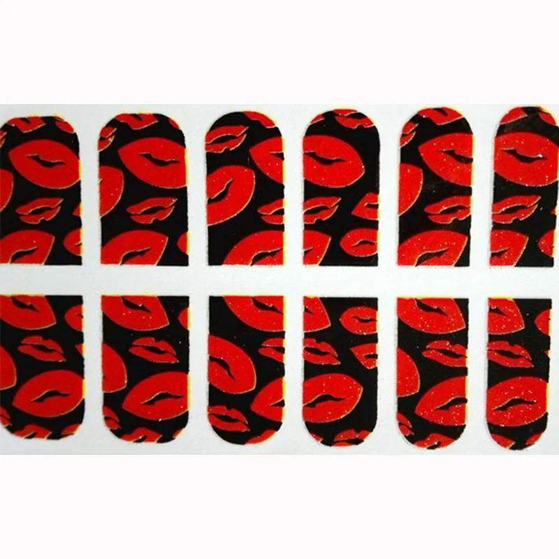 1 Sheet Self Adhesive Full Cover Glitter Nail Art Sticker Decals False Tips Wraps Decoration Manicure Accessory Lip Mustache | Красота и