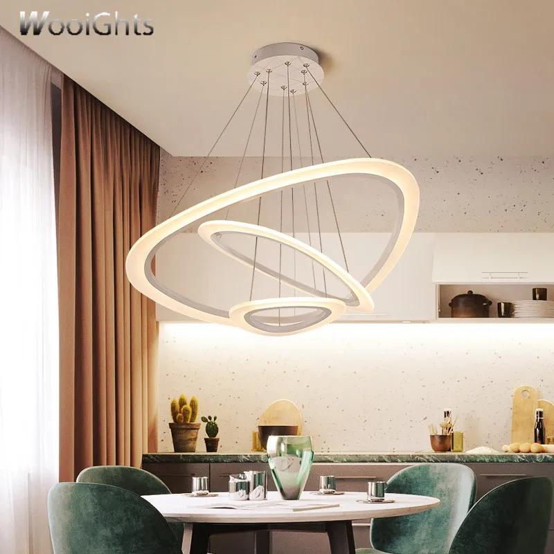 Wooights Circel Rings Modern led ceiling Chandelier lights for living room Dining Room White Dec AC85-265V Ceiling | Лампы и освещение