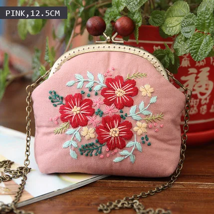 pink 12.5cm Легкая вышивка DIY цветы сумки кошелек сумочка, Набор для вышивки крестом для начинающих Рукоделие Шитье ремесло подарки другу - Цвет: pink 12.5cm