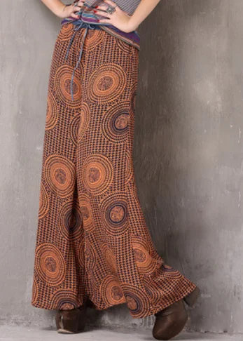 Для женщин печатных брюки Лето Юбка с высокой талией свободные шифоновые узор