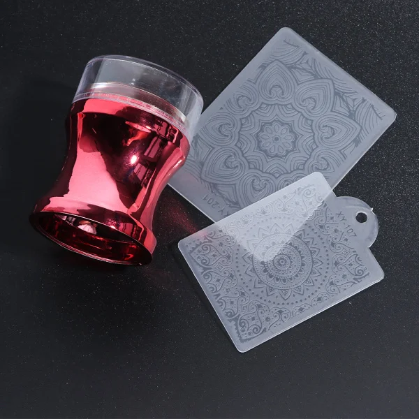 Red 3pcs Jelly Silicone Head Nail Stamper Scraper Color Holographic Polish Transfer Capsule Nail Transparent All For Manicure LE1033 - Цвет: Red