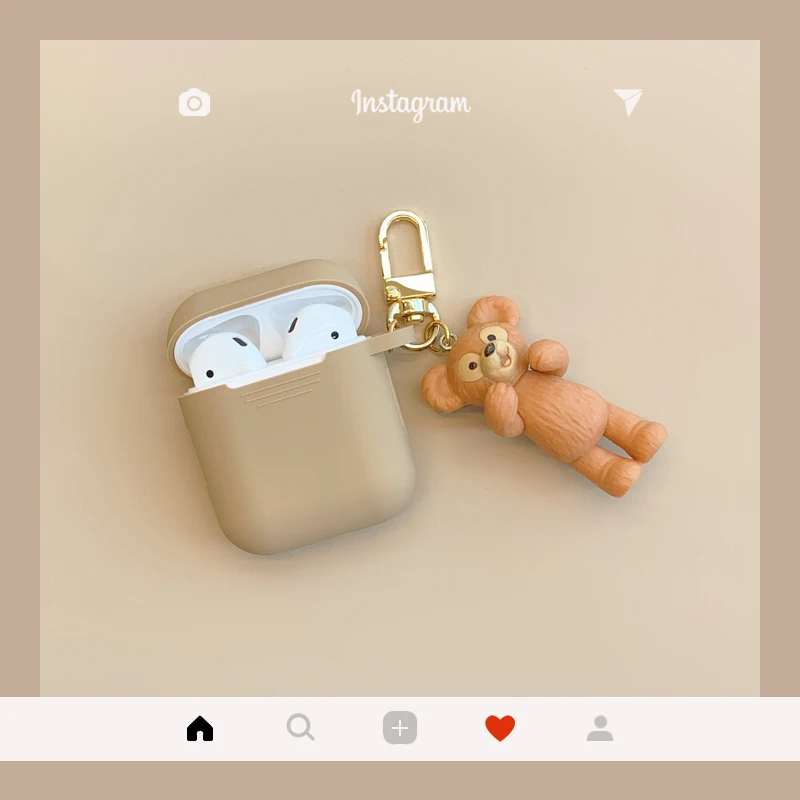 Cute Silicone Bluetooth Wireless Earphone Case For AirPods Protective Cover Accessories for Apple Airpods Charging Box Key Ring