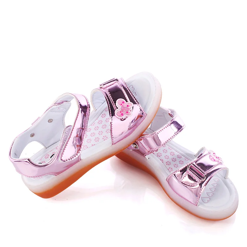 Детские сандалии летние принцессы с usb зарядкой и бабочкой для девочек
