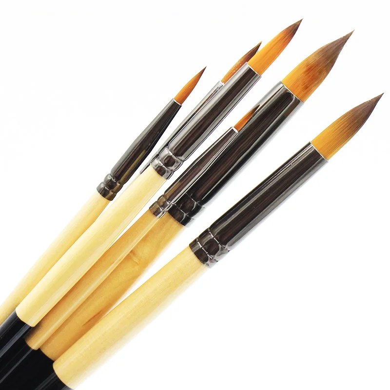 Нейлоновые кисти круглой формы для волос 6 шт. в наборе китайские акварельные