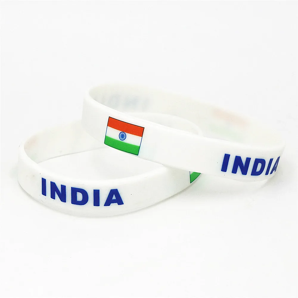 

1PC India Flag Silicone Wristband Football Soccer Team Fans Sport Elastic Rubber Bracelet Bangles 2018 Armband SH228