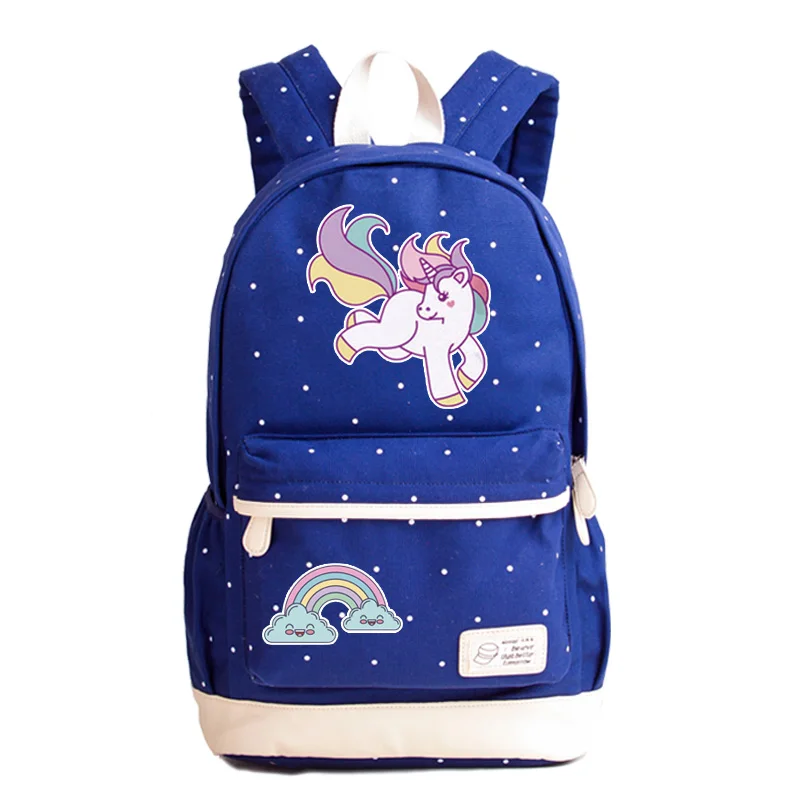 New Summer Style Rainbow Unicorn Printing Backpack Canvas School Bags for Teenage Girls Candy Color Women Backpack Rucksack