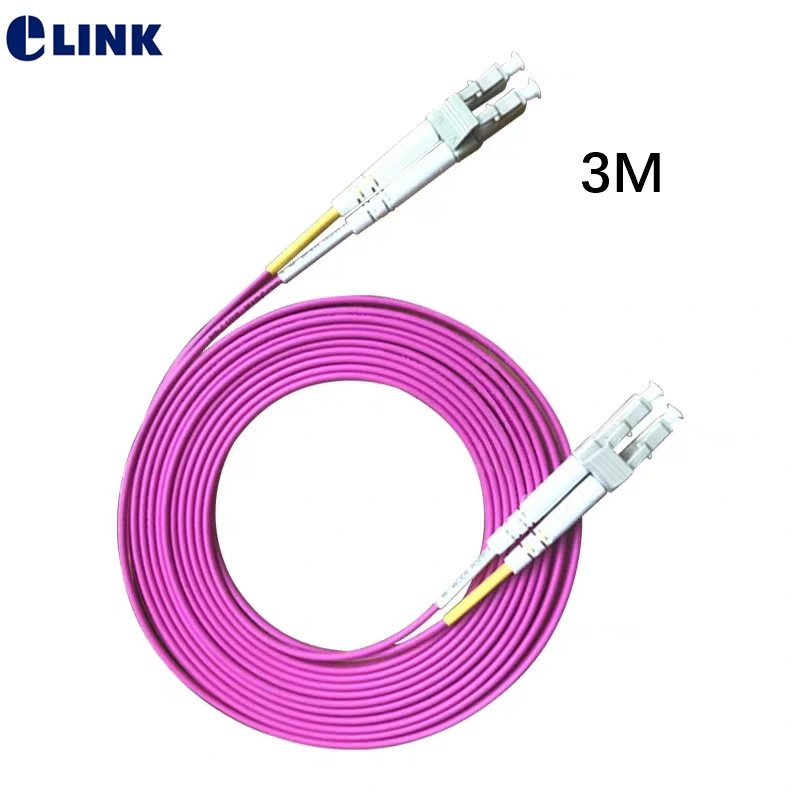 

20pcs 3M OM4 LC-LC Patchcords duplex fiber optic patch cable Red voilet Pink color LC-LC connector 1m ftth jumper IL<0.2dB ELINK