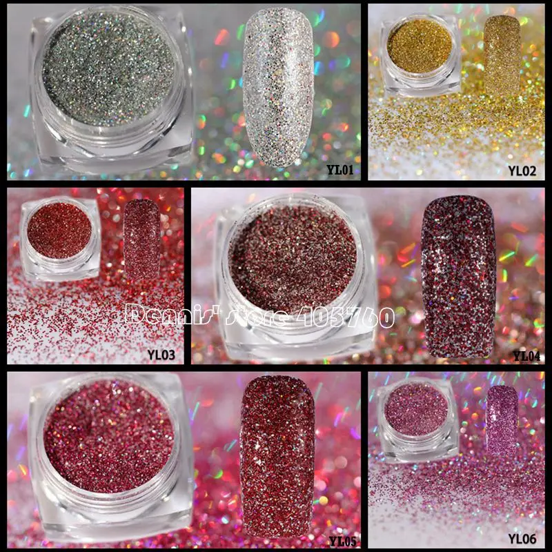 1 фляга красивые лазерные блестящие тени с металлическим блеском для ногтей