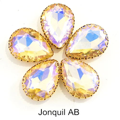 Jonquil AB 20 шт. 13X18 мм кристалл AB пришить стразы стекло каплевидные швейные камни с когтями для DIY одежды Ювелирные изделия сумки обувь B1183 - Цвет: Jonquil AB