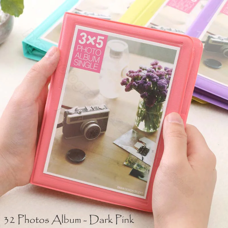 32 photos album pink Fujifilm Instax Wide пленка глянцевая фотобумага белый/цвет радуги/монохромный для мгновенной съемки Fuji Polaroid Камера 300/200/210/100/500AF - Цвет: 32 photos album pink