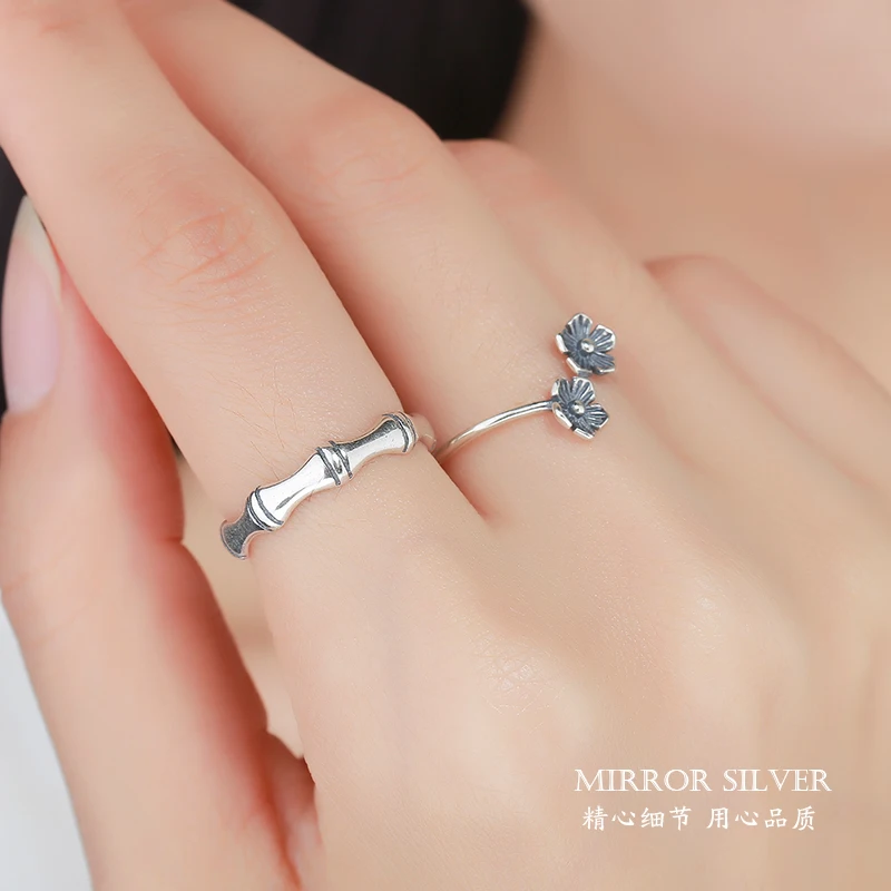 Богемные винтажные серебряные кольца с цветком сливы для женщин свадебные
