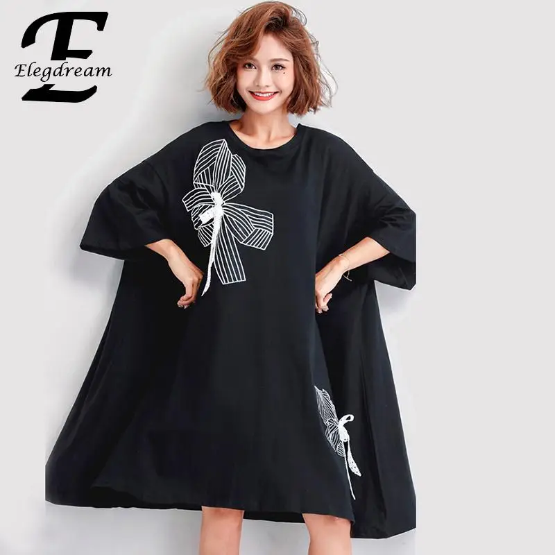 Elegdream/женские модные платья рубашки с бантом больших размеров Женские