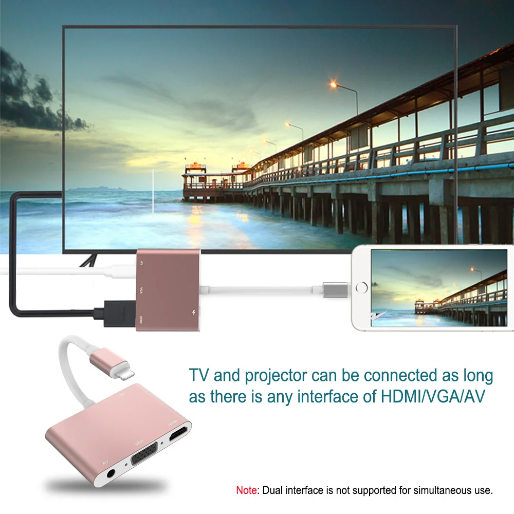 AV HDTV OTG конвертер для Lightning к HDMI VGA Jack аудио тв видео адаптер iPhone X XS XR 8 7 6plus iPad