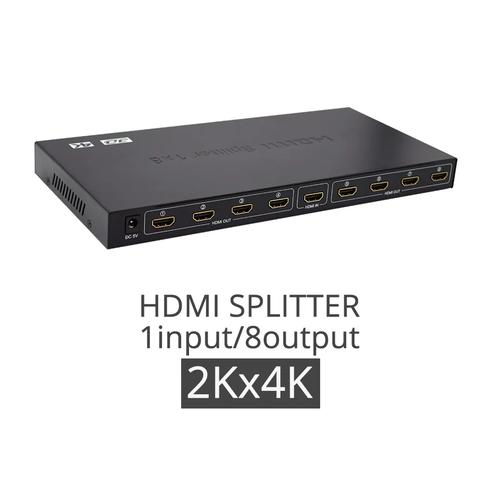 To 8P 2K 4K HDMI сплит-тер Full HD 1In 2/4/8 Out 1080p 2K* 4K видео HDMI 1X2 1X4 1X8 Сплит двойной дисплей для HDTV адаптер коммутатор DVD PS3 Xbox - Цвет: To 8P 2K 4K