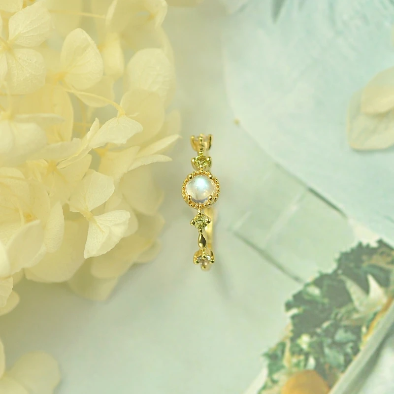 LouLeur, серебро 925 пробы, циркон, лунный камень, кольца, золото, натуральный Перидот, лунный камень, открытые кольца для женщин, роскошное ювелирное изделие, подвески
