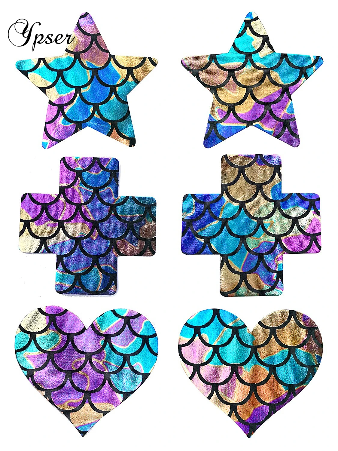 6Pair Mermaid Ypser 5-15 пар, смешанные накладки для сосков, накладные соски, наклейки для молочной пасты, одноразовые клеящиеся интимные аксессуары - Цвет: 6Pair Mermaid