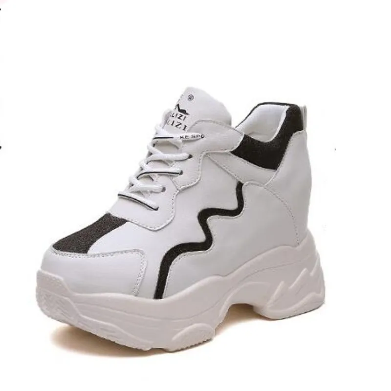 Женские кроссовки на платформе повседневные дышащие из искусственной кожи