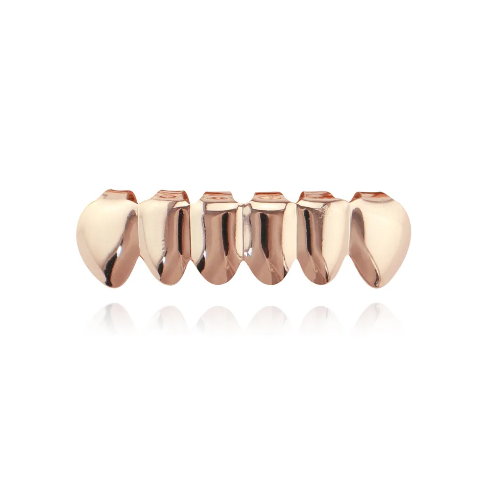 Заводская низкая цена золотой цвет зубы Grillz набор смешанный дизайн поддельные зубы Grillz хип-хоп крутые Мужские украшения для тела США рэп рот шапки - Окраска металла: rose gold bottom