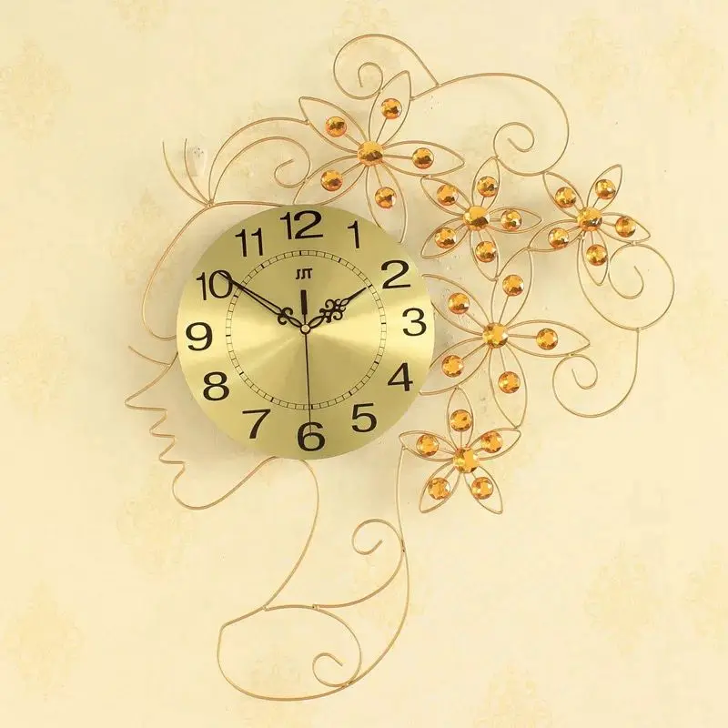 3D большие настенные часы 49 шт. бриллианты современный дизайн домашний декор настенные часы для гостиной декоративные кованые бесшумные часы 65 см - Цвет: Gold