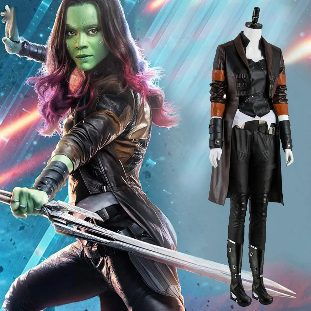 Halloween Guardians of The Galaxy 2 Gamora Cosplay Costume Custom Made Outfit 