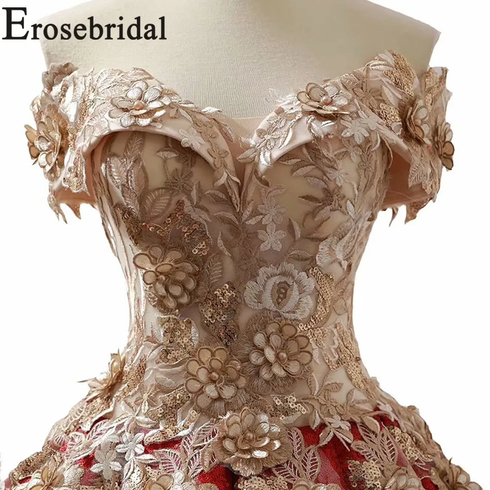 Erosebridal Новое поступление 2019 длинное вечернее платье без бретелек бальное вышитое