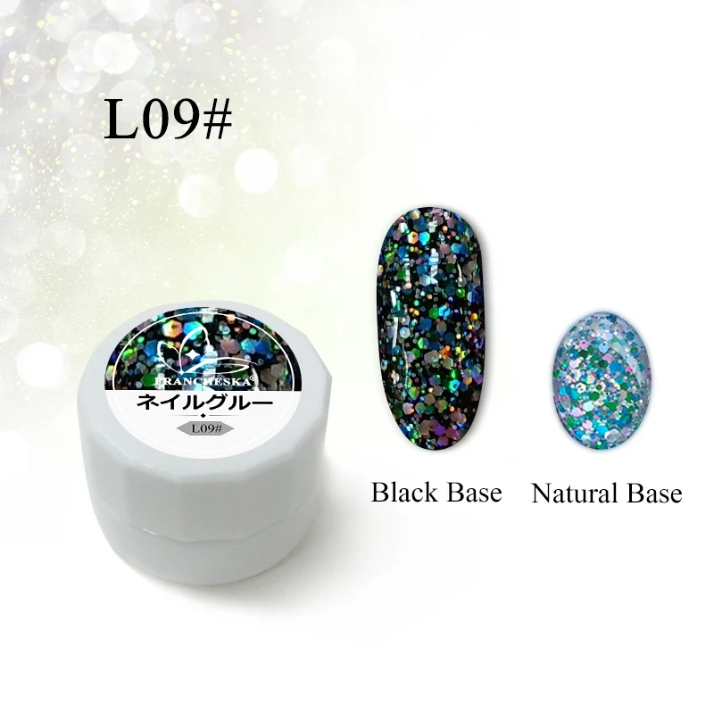 glitter gel L09 Francheska Блестящий Алмазный УФ-гель для ногтей замачиваемый Полупостоянный гель лак Блестящий лак Эмаль основа верхнее покрытие - Цвет: glitter gel L09