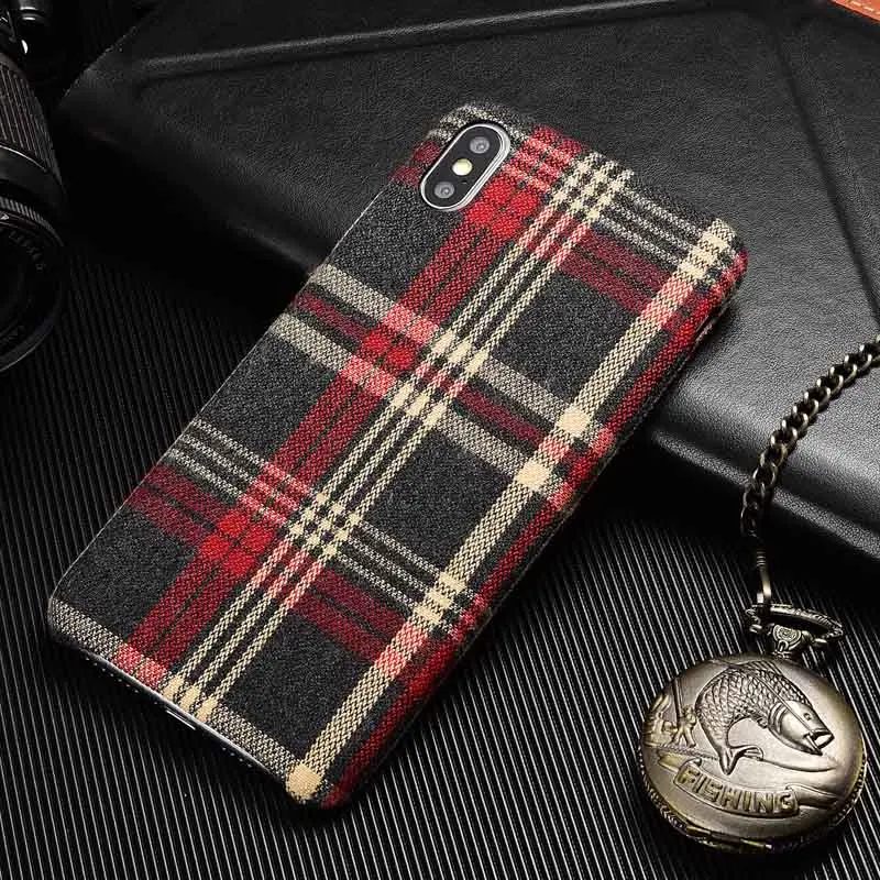 1 Тканевый чехол в клетку, Винтажный чехол для телефона, для iPhone X, XS, Max, XR, ткань, мягкая ткань, текстурный чехол, Капа для iPhone 6, 7 Plus - Цвет: 1