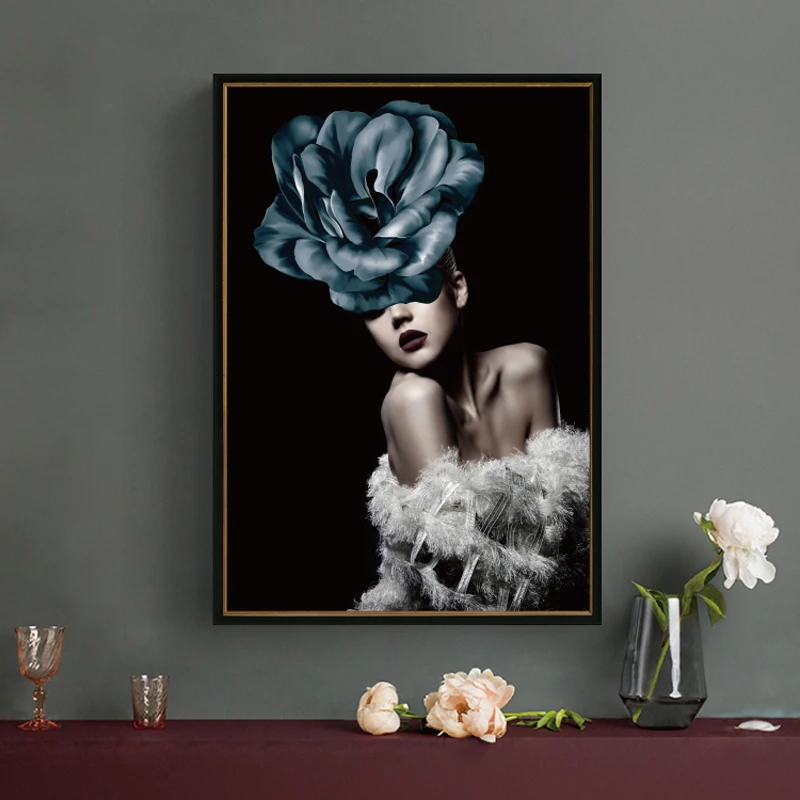 Abstract Flower Avatar Girl Printed Canvas Painting Wall Art Prints Modern Style Cuadros Poster Home Decoration Photo pop | Дом и сад