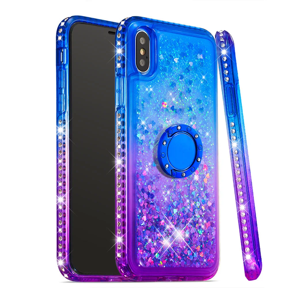 Quicksand bling Phone Case For iPhone X XR XS Cover TPU Back Max With Ring Buckle Bracket Coque Fundas |