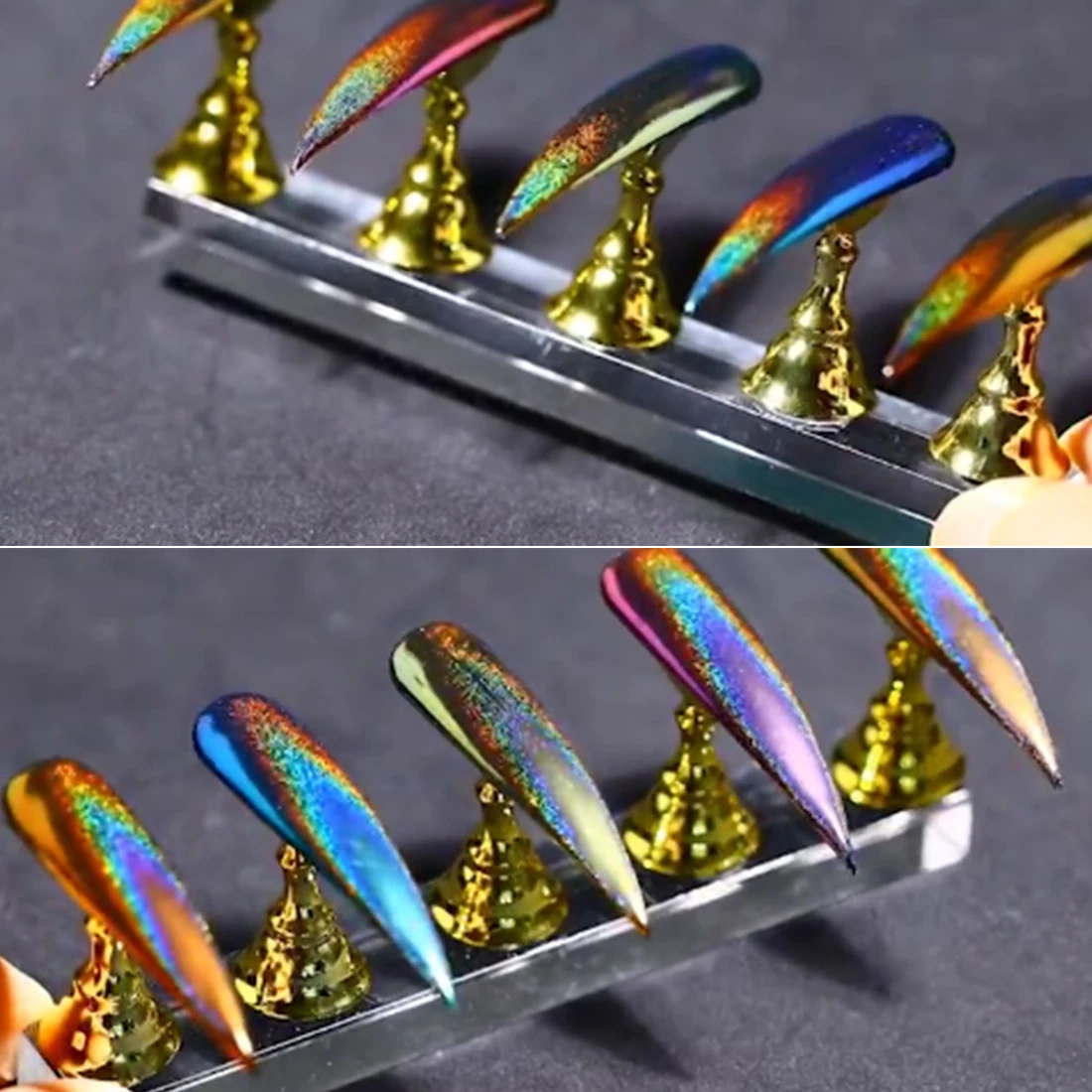 Голографический Хамелеон для дизайна ногтей блестящий порошок эффект павлина